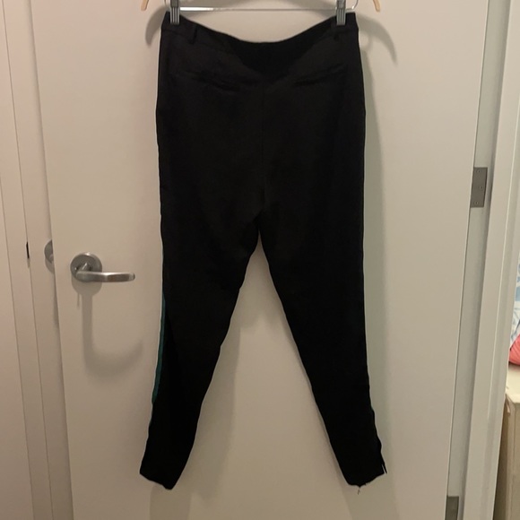 Black tuxedo pants with green grosgrain details on the sides. - Picture 5 of 6